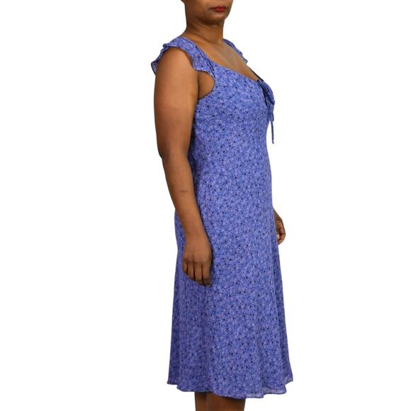 Mica Midi Slip Dress Purple Milkmaid Vintage Floral Sheer Chiffon 90s Medium - Picture 3 of 15